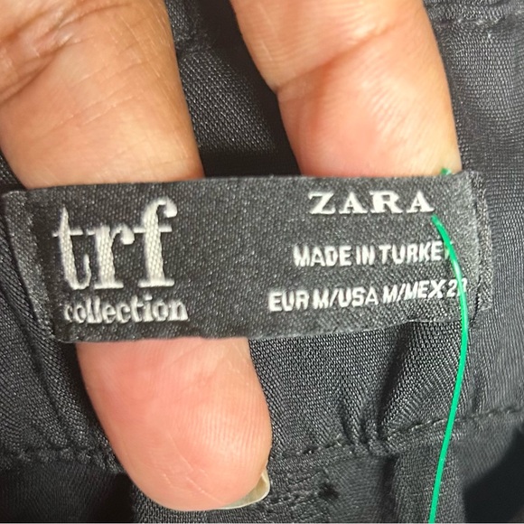 Zara trf Collection Solid Black Paper Bag Waist Snap Skirt Size Medium - Picture 3 of 4